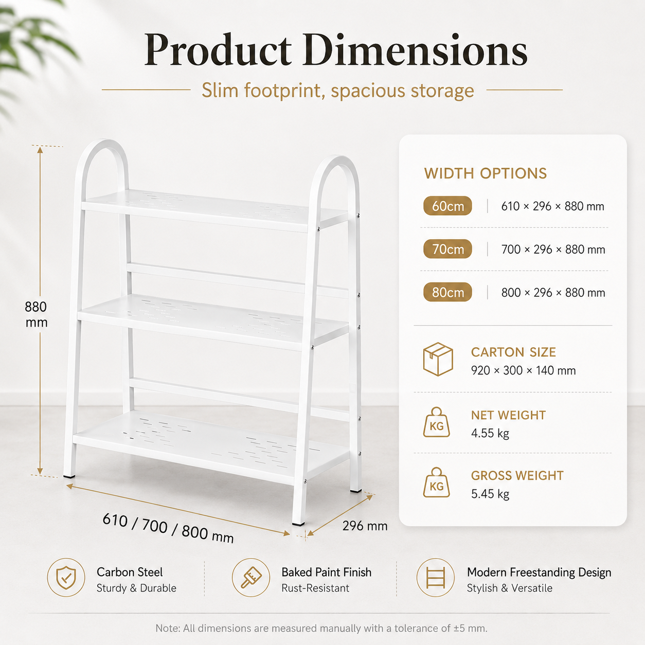 3-tier metal storage rack dimensions for home organization
