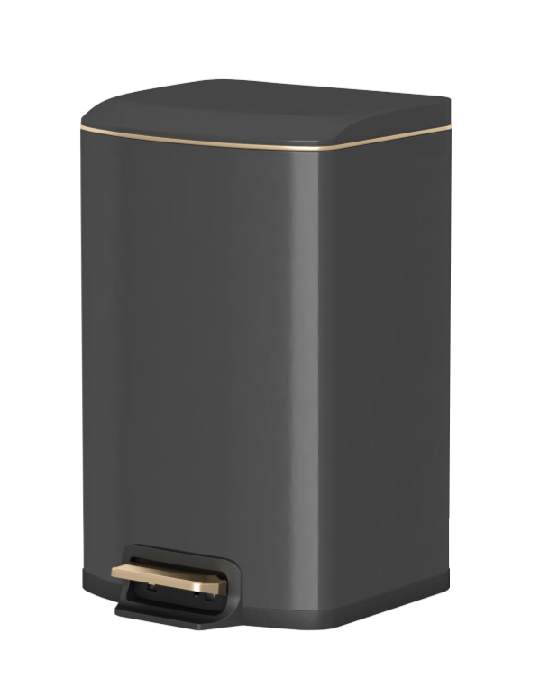 5L-12L Flat-Textured Square Pedal Trash Can with Soft-Close Lid | GLOBALIS