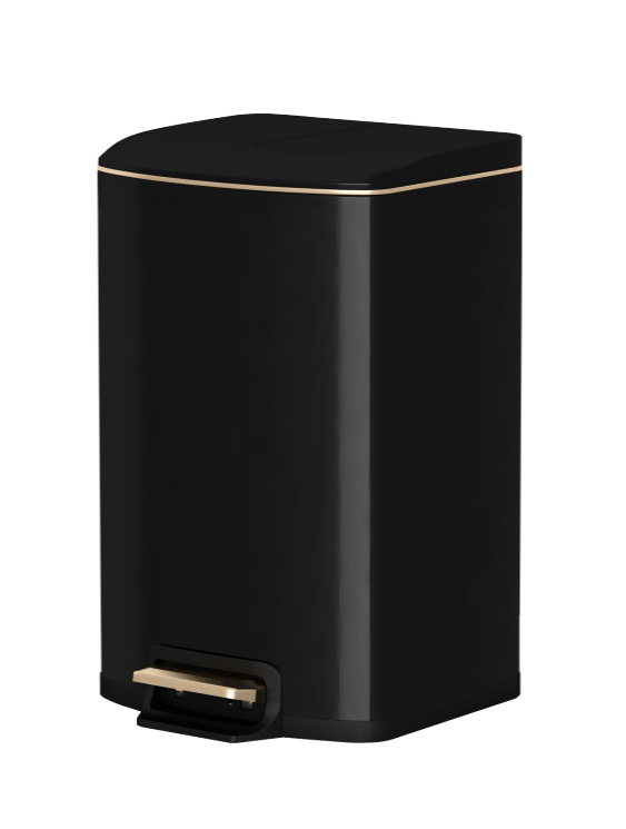 5L-12L Flat-Textured Square Pedal Trash Can with Soft-Close Lid | GLOBALIS