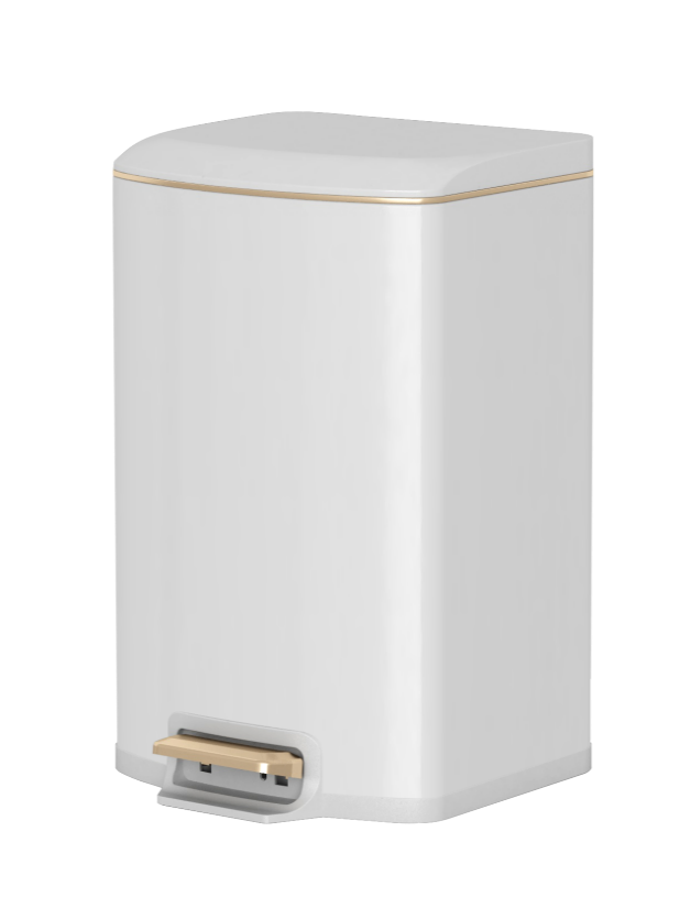 5L-12L Flat-Textured Square Pedal Trash Can with Soft-Close Lid | GLOBALIS