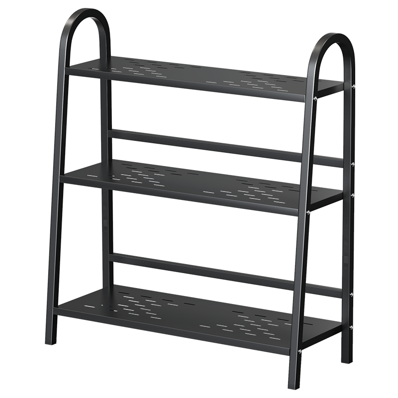 black 3-tier freestanding metal storage rack