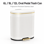 6L-12L Oval Stainless Steel Pedal Trash Can | GLOBALIS