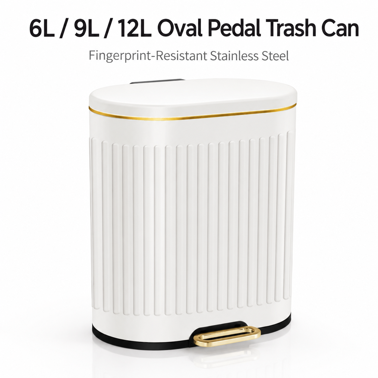 6L-12L Oval Stainless Steel Pedal Trash Can | GLOBALIS