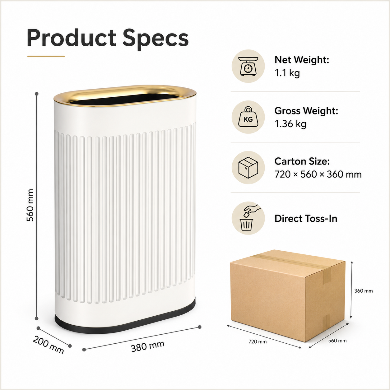 6L-12L Oval Open Top Trash Can | GLOBALIS