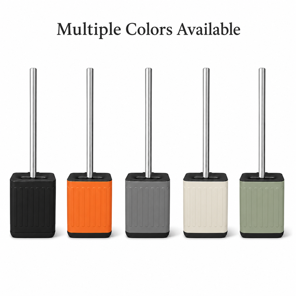 Embossed Toilet Brush and Holder with Stainless Steel Handle