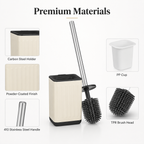 Embossed Toilet Brush and Holder with Stainless Steel Handle