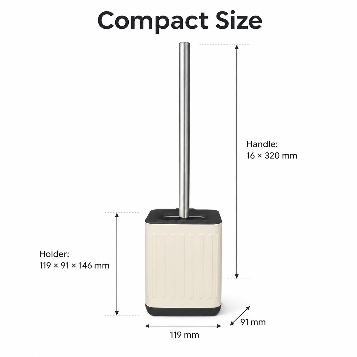 Embossed Toilet Brush and Holder with Stainless Steel Handle