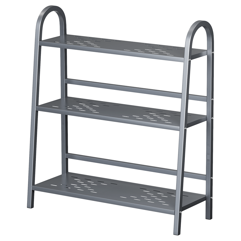 gray 3-tier freestanding metal storage rack