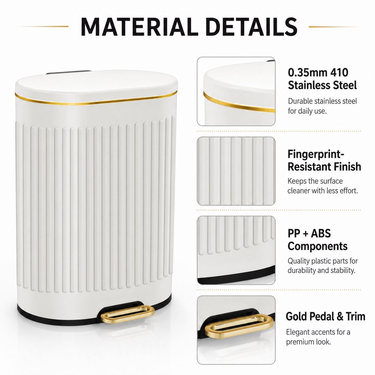 6L-12L Oval Stainless Steel Pedal Trash Can | GLOBALIS