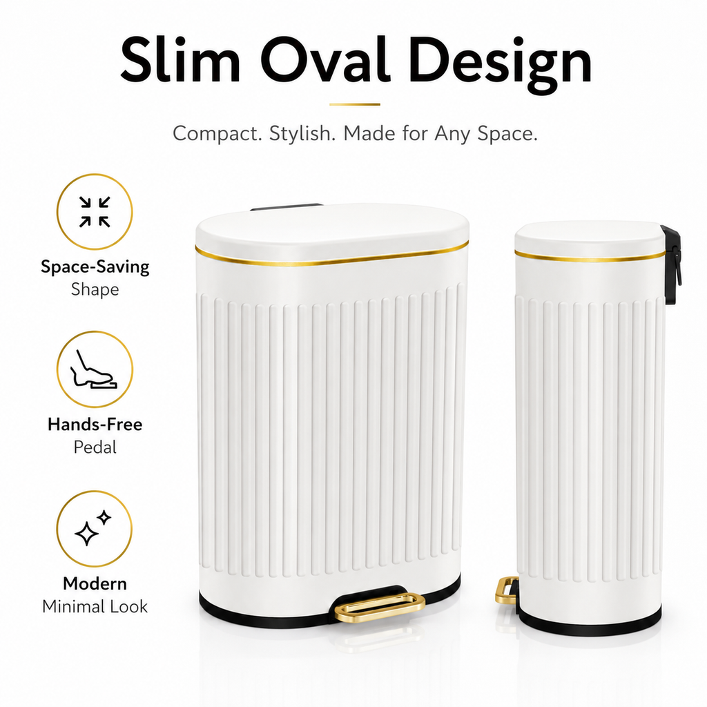 6L-12L Oval Stainless Steel Pedal Trash Can | GLOBALIS