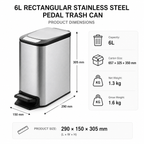 KSSKSS 6L Compact Foot Pedal Trash Can for Home | GLOBALIS
