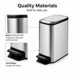KSSKSS 6L Compact Foot Pedal Trash Can for Home | GLOBALIS
