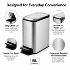 KSSKSS 6L Compact Foot Pedal Trash Can for Home | GLOBALIS