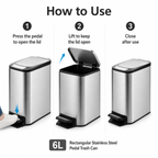 KSSKSS 6L Compact Foot Pedal Trash Can for Home | GLOBALIS