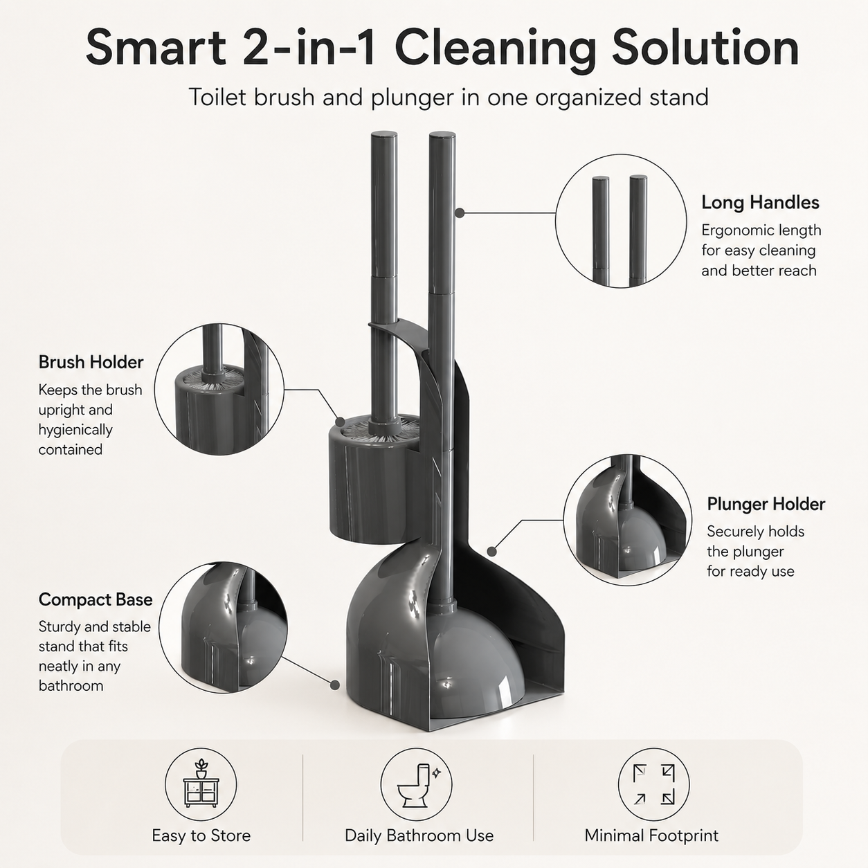 space-saving toilet brush set with bathroom holder