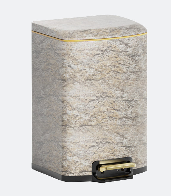 Wood Grain Square Pedal Trash Can with Soft-Close Lid | GLOBALIS