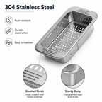 304 Stainless Steel Over-the-Sink Colander Basket | GLOBALIS