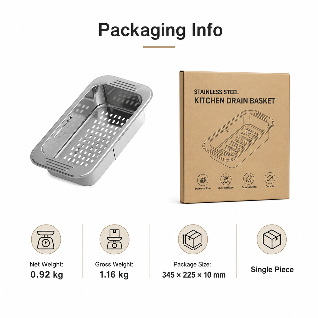 304 Stainless Steel Over-the-Sink Colander Basket | GLOBALIS