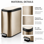 KSSKSS 10L-15L Stainless Steel Pedal Trash Can | GLOBALIS