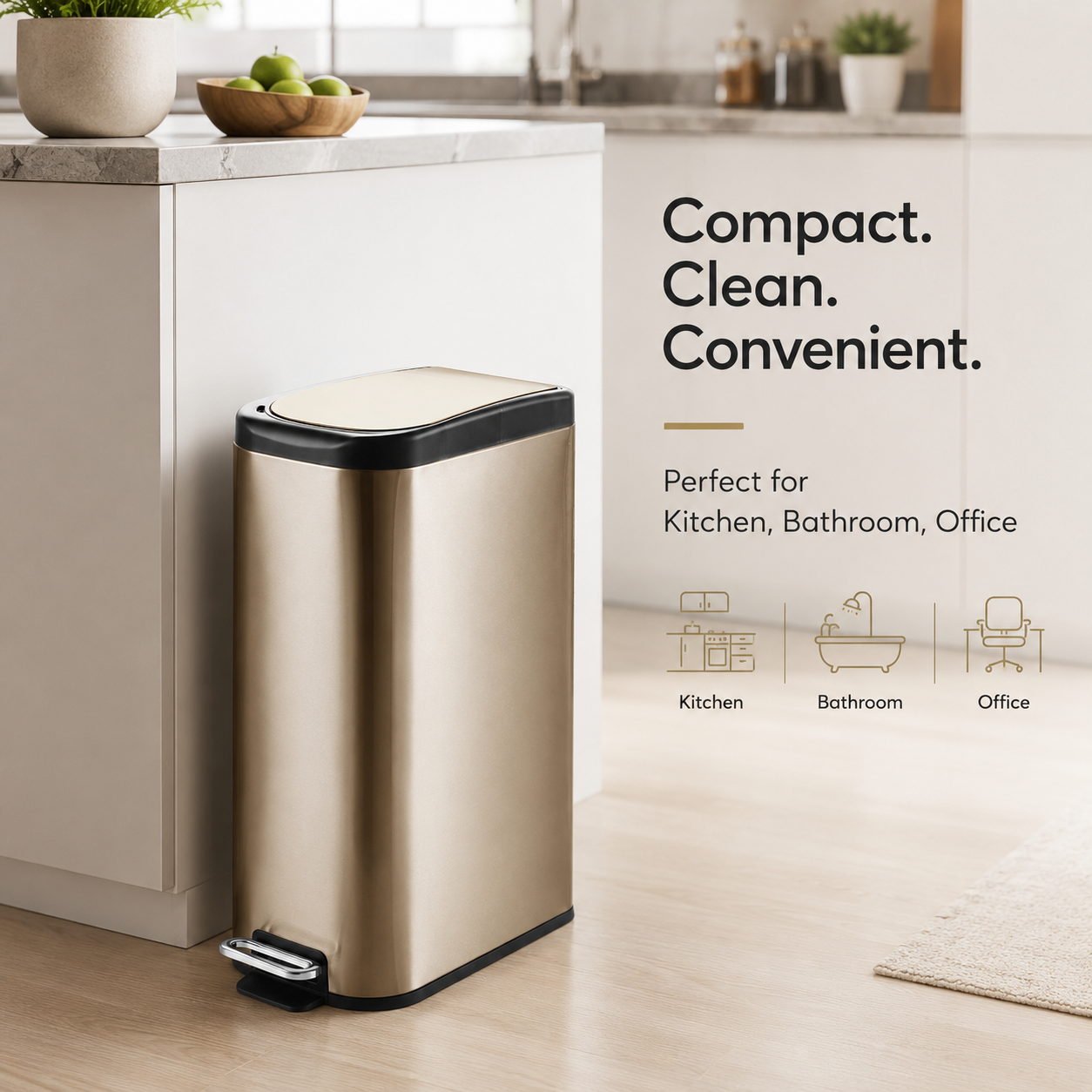 KSSKSS 10L-15L Stainless Steel Pedal Trash Can | GLOBALIS