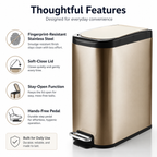 KSSKSS 10L-15L Stainless Steel Pedal Trash Can | GLOBALIS