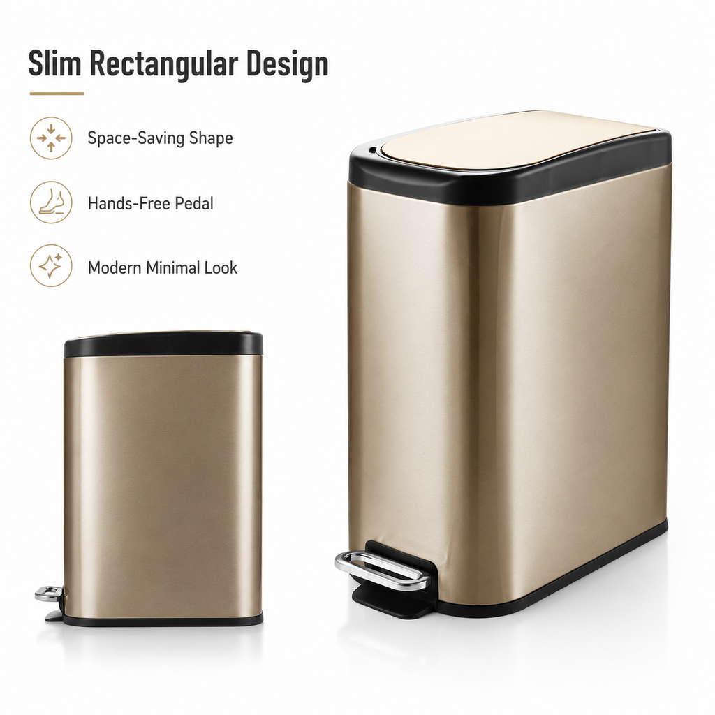 KSSKSS 10L-15L Stainless Steel Pedal Trash Can | GLOBALIS