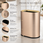 6L-12L oval open top stainless steel trash can side angle view
