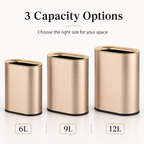 6L-12L oval open top stainless steel trash can size guide
