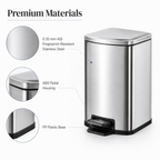 Stainless Steel Pedal Trash Can, 5L-12L | GLOBALIS