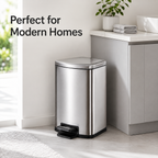 Stainless steel pedal trash can for modern home bathroom