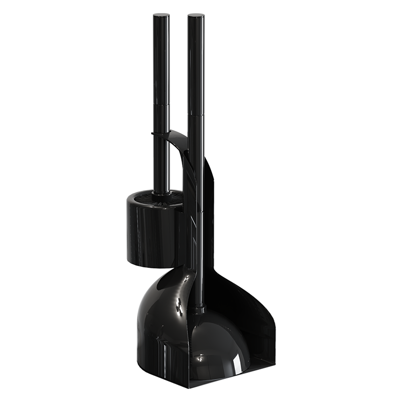 black toilet brush and plunger combo with holder