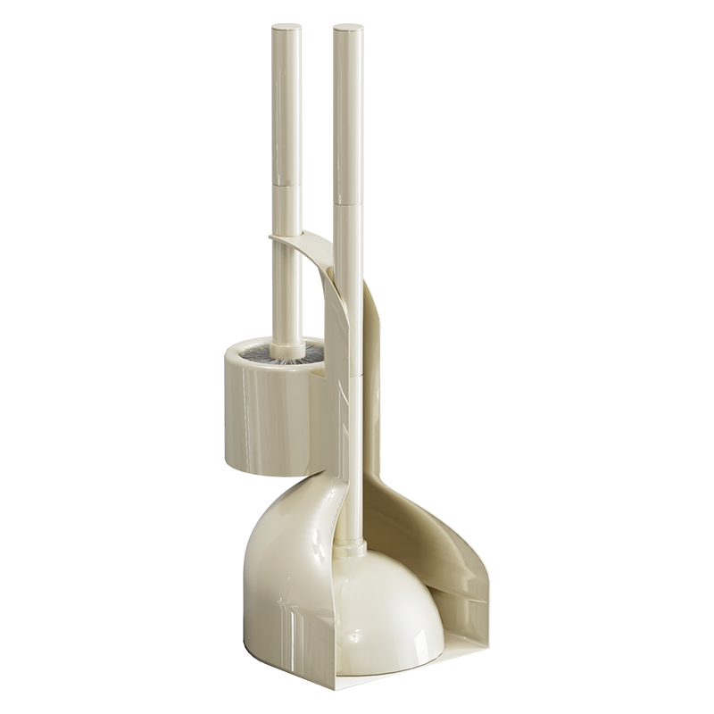 white toilet brush and plunger combo with holder