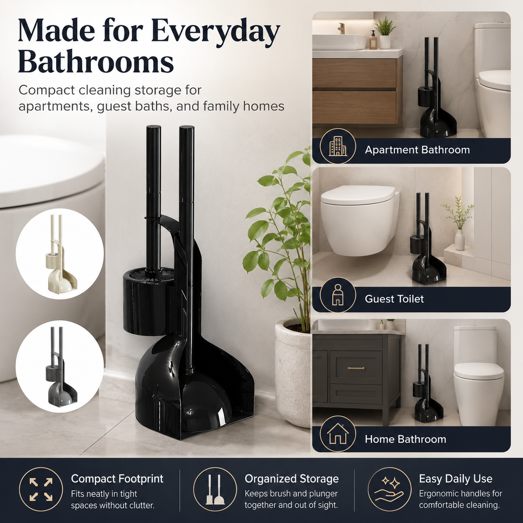 toilet brush and plunger combo for bathroom cleaning
