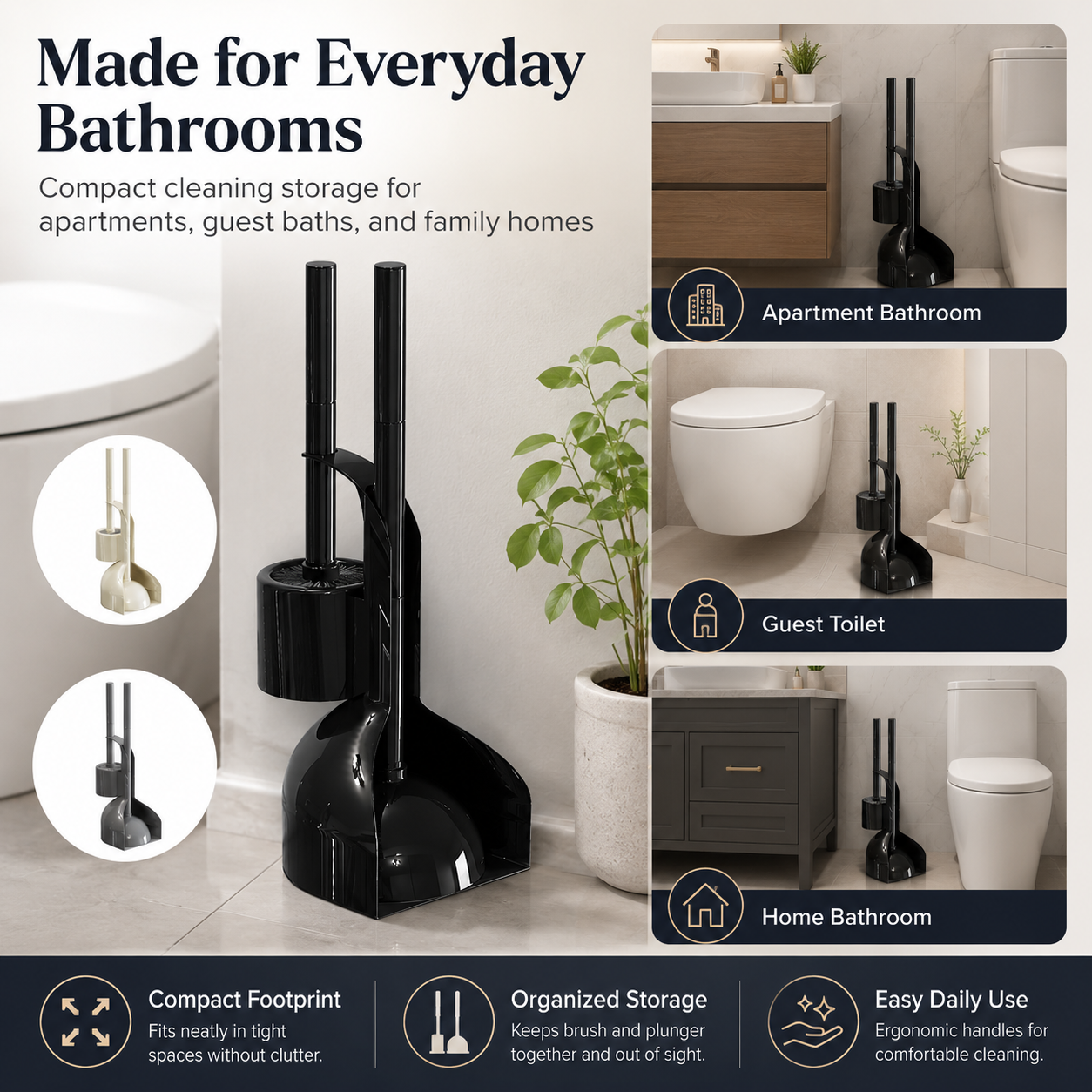 toilet brush and plunger combo for bathroom cleaning