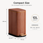 10L Wood Grain Rectangular Pedal Trash Can | GLOBALIS