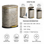 6L-9L Marble Look Pedal Trash Can | GLOBALIS
