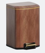 Wood Grain Square Pedal Trash Can with Soft-Close Lid | GLOBALIS